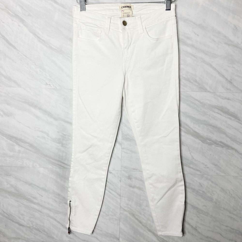 L’agence Zip Ankle Crop White Pants 24